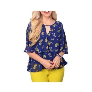 Disney Her Universe Alice Wonderland 70th Mary Blair Floral Ruffle Blouse Small